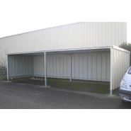 Abris 2 roues métallique ouvert - Toit plat pente arrière 5% - Série E - Sur mesure_1