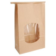 Sachet kraft à fenêtre et barrette de fermeture intégrée 15,5+7x24,2cm - par 50_1