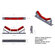 Support de rouleaux pour convoyeur à bande - 3 rouleaux inclinés - Plusieurs dimensions et finitions_1