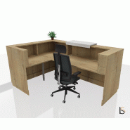 Banque d'accueil d'angle Delta Plus avec réhausse - Mobel Linea - 244, Blanc mat, Droite, Oui, Chêne veiné_2