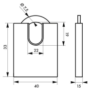Cadenas à clé 510P - Anse protégée 40 mm - Corps laiton monobloc - Marque Thirard_1