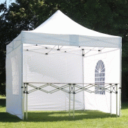 Barnum pliant 3x3m avec murs pleins, fenêtres et comptoir intégré
