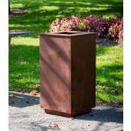 Poubelle publique Olea PA655 - Acier Corten - Durable et sans entretien_1