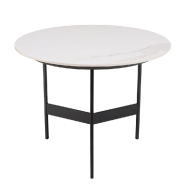 Table basse ronde DILA - Plateau effet marbre 50 cm - Design tendance et robuste_1