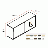 Armoire basse portes coulissantes - MDD - Gris, Avec socle de finition_1