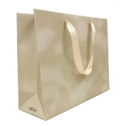 Sac Luxe beige moiré poignées ruban 36x12x28cm - par 12_1