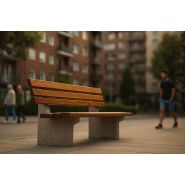 Banc d'extérieur en béton design bois - Réf : San Pellegrino Banc d'extérieur en béton design bois - Réf : San Pellegrino