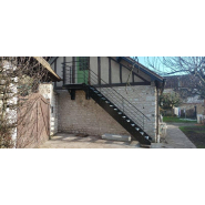 Escalier droit extérieur - Sur mesure - Marches en caillebotis galvanisé - Metal Eure_1