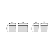 Poubelles pour tiroir de cuisine Recycle Emuca - 1x12 litres + 2x6 litres, hauteur 216 mm, gris anthracite_1
