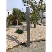 Support vélo en acier inoxydable - Référence BTSVA - Arceau double en quinconce, poteau 10cmx10cm_1