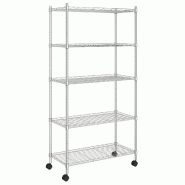 Vidaxl étagère de rangement 5 niveaux roues 75x35x155 cm chrome 250 kg 324629_1