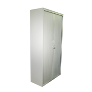 Armoire métallique à rideau d'occasion - structure en acier monobloc - 4 étagères réglables - Gris ou Blanc_1