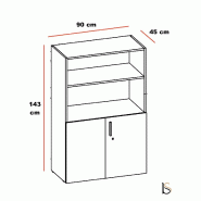 Armoire mi-haute mixte à portes battantes Luxury- Ofitres - Alu_1