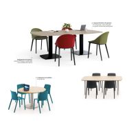 Bureau de réunion - Gamme TONNEAU - Table tonneau avec piètement central et options bicolores_1