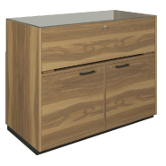 Comptoir vitrine côté bois Vertigo T03 MDF noir et olivier 120x60x93cm_1