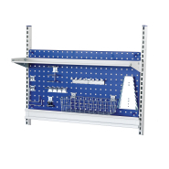 Établi mobile avec rangement - 1 porte, 5 tiroirs, roulettes et superstructure en option_1