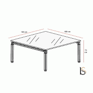 Table de réunion avec plateau en verre - Mobel Linea - Chromé, Verre Blanc_1