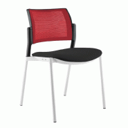 Chaise de réunion 4 pieds AMETS dossier résille de couleur - Sokoa - Noir, Rouge_0