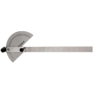 Rapporteur d'angle échancré en acier inox chromé mat - longueur 240 mm - avec vis de serrage - Réf : 022913_1