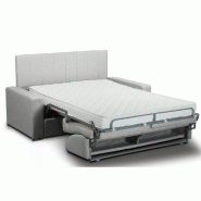 Canapé-lit CanapExpress Normandie - 3 places - Sommier à lattes 140x197 cm - Matelas mémoire 22 cm - Tête de lit intégrée - Polyuréthane blanc cassé_1