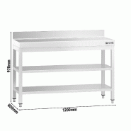 Table Inox de travail Premium avec Dosseret et 2 Étagères - Profondeur 800 mm -_1