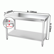 Tables Inox centrales Premium avec Etagère - P 600 mm | Ggm - 1200_1