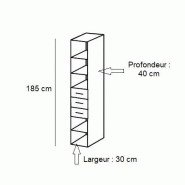 Colonne de rangement LUND - 3 tiroirs, 3 étagères - Blanc mat - 30 x 40 cm - H185 cm_1