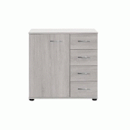 Commode buffet Caramella - 4 tiroirs, 1 porte - Design contemporain en chêne blanchi_1