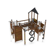Structure multi-jeux 5 à 12 ans - Uniplay Onyx - 8049295 - Hags - poteaux bois, panneaux bois, fondation à enterrer_1