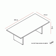 Table de réunion rectangulaire Mito - MDD - Noir, Avec mediaBox, Sycomore foncé_1