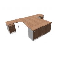 Bureau bench 2 personnes compact classic-c sur caissons et armoire_1