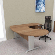 Bureau ergonomique et caisson intégré Sigma - Mobel Linea - 220, Alu, Acacia foncé, Droite, 4 tiroirs_0