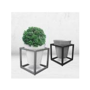 Jardinière CASUAL - Structure en acier 4x4cm - Pot en polyéthylène rotomoulé, UV résistant - Dimensions 60x60x60cm_1