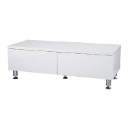 Meuble bas 2 tiroirs blanc laqué - MDF - 120x50x40cm - Pieds 12cm non réglables_1