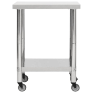 Vidaxl table de travail de cuisine avec roues 80x30x85 cm inox 51634_1