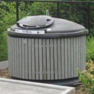 Conteneur semi-enterré Tierso Eco - bac extérieur en HDPE, revêtement bois, tri sélectif_1