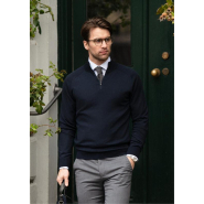 Pull Élégant 1/4-Zip - Brighton 1/4-Zip Homme - Bleu marine - Nimbus_1