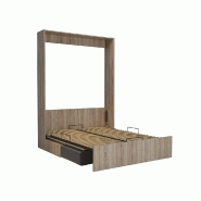 Armoire lit escamotable Dynamo Sofa - canapé chêne microfibre gris - couchage 140x200 cm_1