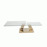 Table basse OPEN COOPER - Plateaux pivotants en verre trempé 12mm - Piétement en acier couleur cuivre_1