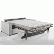 Canapé convertible PREMIUM 140 cm - sommier lattes RENATONISI - matelas BULTEX - cuir vachette blanc cassé_1