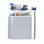 Meuble gain de place pour cuisine avec rideau coulissant et roulettes