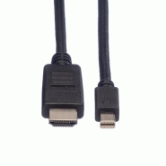 ROLINE Câble Mini DisplayPort, Mini DP - HDTV, M/M, noir, 1 m_1