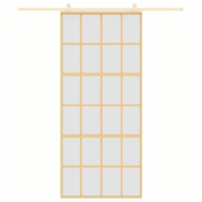 Vidaxl porte coulissante doré 90x205 cm verre esg dépoli et aluminium 155176_1