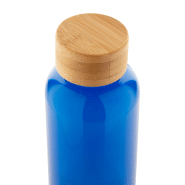 Bouteille en RPET - 500 ml avec couvercle en bambou - Sans BPA - Couleur bleu_1