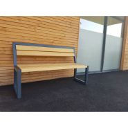 Banc public Miami Wood - Style Art Déco 1910 - Design acier et bois, confortable et durable_2