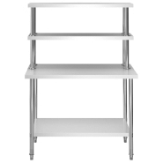 Vidaxl table de travail de cuisine avec étagère 120x60x150 cm inox 3054470_1