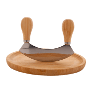 Set coupe d'aromates en bambou - planche ronde et coupe-aromates en acier inoxydable_1