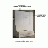 Composition lit escamotable avec rangement blanc - Dynamo Sofa - Canapé blanc cassé 140x200 cm - L201 cm_1