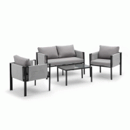 Salon de jardin bas relax gris 4 pièces – MTF – acier / polyester – 3exn0056_1