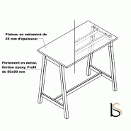 Table haute avec pieds en métal - MDD - Blanc, 160 x 70 cm_1